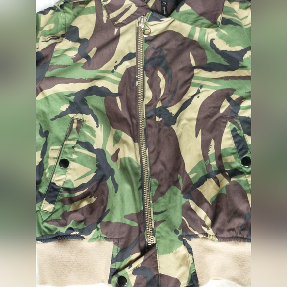 EUC rag & bone abstract camo cotton orange satin lined full zip front arm zip - Picture 13 of 16